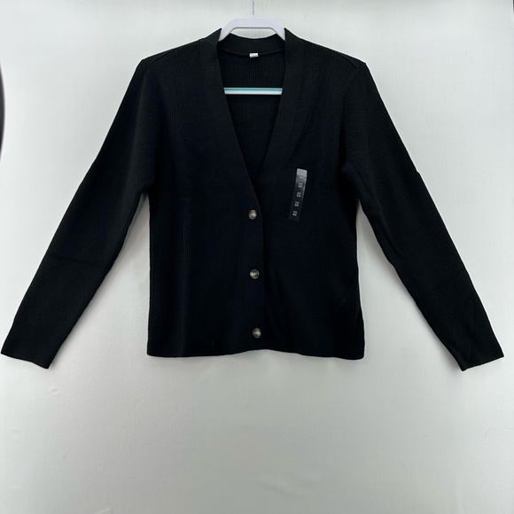 Uniqlo Sweaters - UNIQLO Women’s Black Ribbed V-Neck Cardigan Sweater Medium NWT